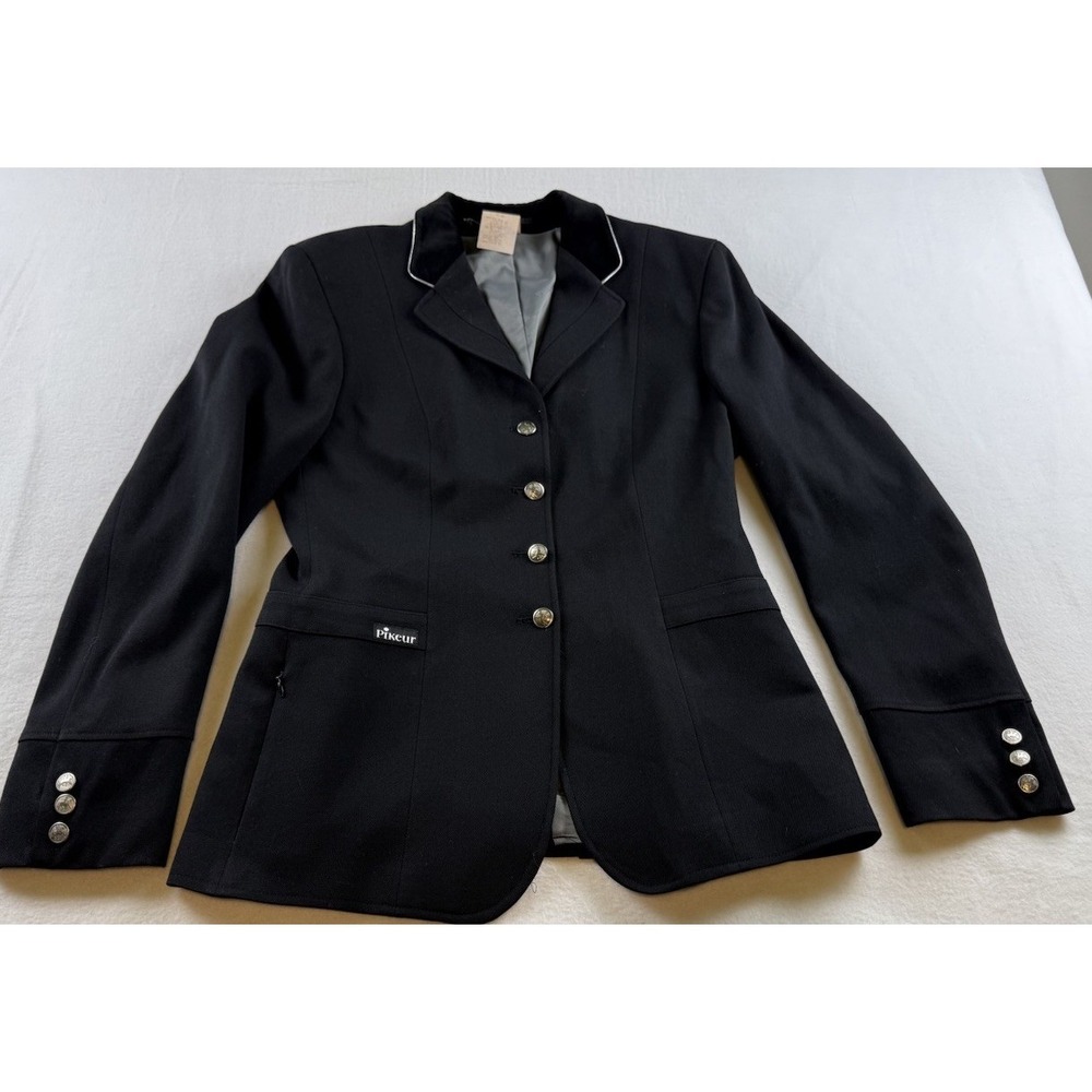 Pikeur Dressage Show Coat Womens Wool US 8 long Black Equestrian Pocket Button